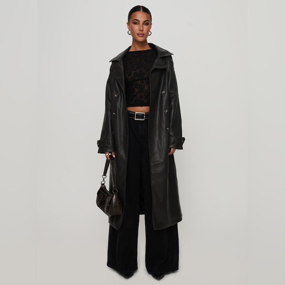 PRINCESS POLLY Day To Night Faux Leather Black Jacket M/L - Picture 4 of 8